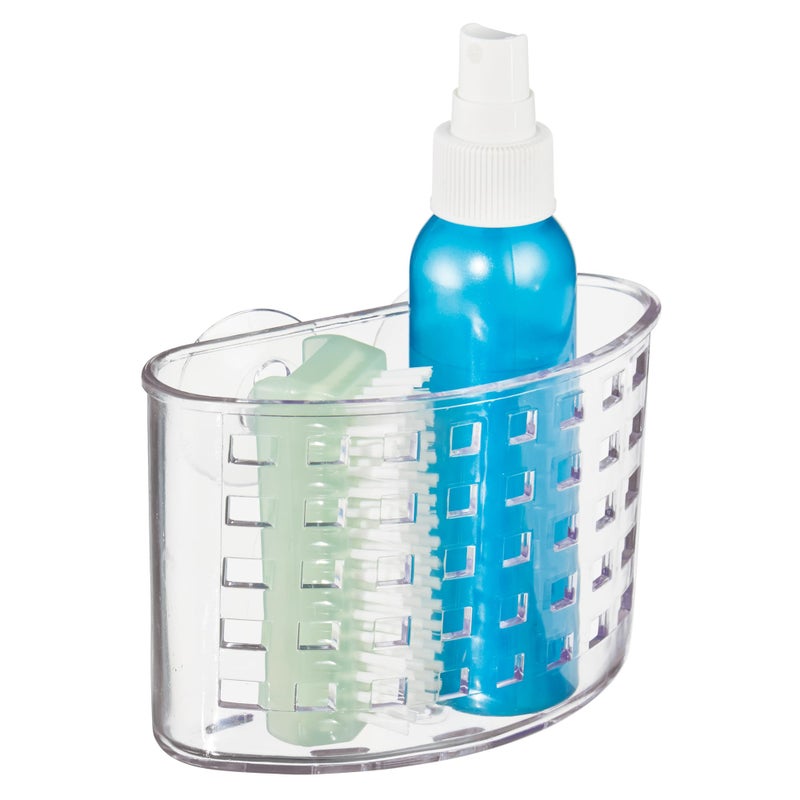 iDesign Suction Cup Shower Caddy Basket Bathroom Storage Organizer Clear Made in USA