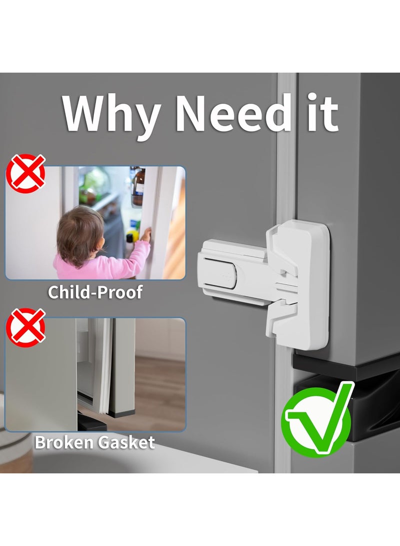 Child Proof Refrigerator Lock,White Fridge Door Lock for Kids,Babies & Pets No Drill Installation,Multi-Device Kit (3 Pack)  - Image 3