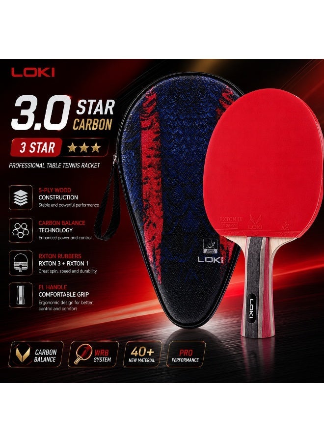 LOQI LOKI 3.0 STAR Carbon Table Tennis Racket with Carbon Balance Technology and FL Grip with Protective Case - Image 2