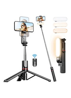 Generic Stable Selfie Stick Tripod with Fill Light, 44 Inch Extendable Selfie Stick with Wireless Remote and Tripod Stand 360 Rotation for iPhone 15/14/13/12/11 Pro/XS Max/XS/XR/X/8/7, Samsung and Smartphone  - Image 1