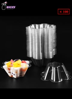 WAOKN 100-Piece Disposable Hexagonal Plum Bowl, Plastic Shaved Ice Cup, Dessert Packing Bowl, 250Ml  - Image 1