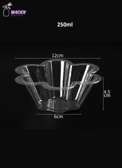 WAOKN 100-Piece Disposable Hexagonal Plum Bowl, Plastic Shaved Ice Cup, Dessert Packing Bowl, 250Ml  - Image 2