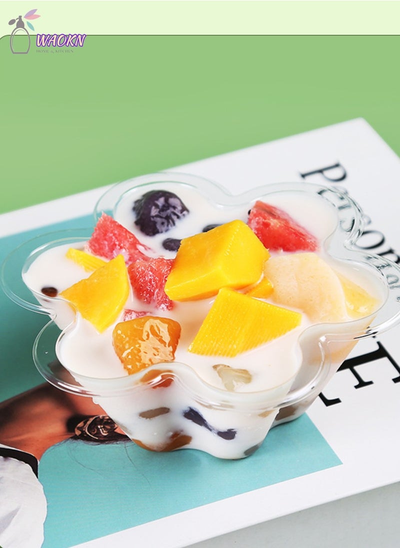 WAOKN 100-Piece Disposable Hexagonal Plum Bowl, Plastic Shaved Ice Cup, Dessert Packing Bowl, 250Ml  - Image 3
