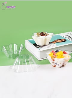 WAOKN 100-Piece Disposable Hexagonal Plum Bowl, Plastic Shaved Ice Cup, Dessert Packing Bowl, 250Ml  - Image 5