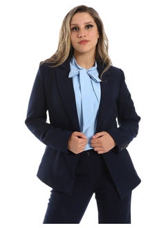 Single Button Notched Lapel Plain Blazer