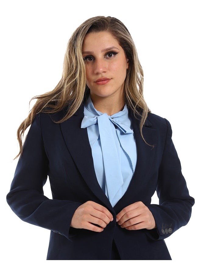 Esla - Single Button Notched Lapel Plain Blazer - Image 1