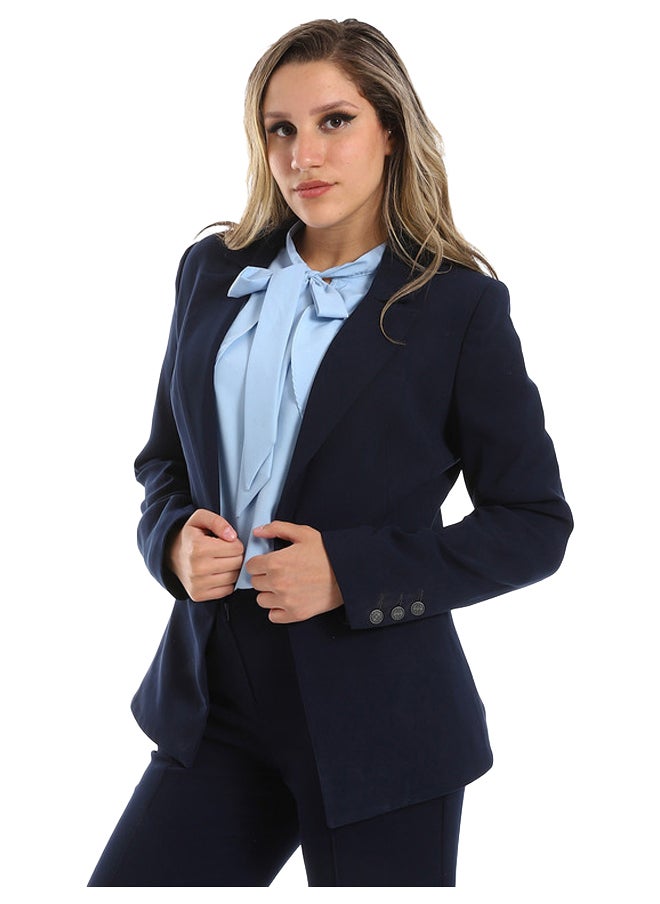 Esla - Single Button Notched Lapel Plain Blazer - Image 1