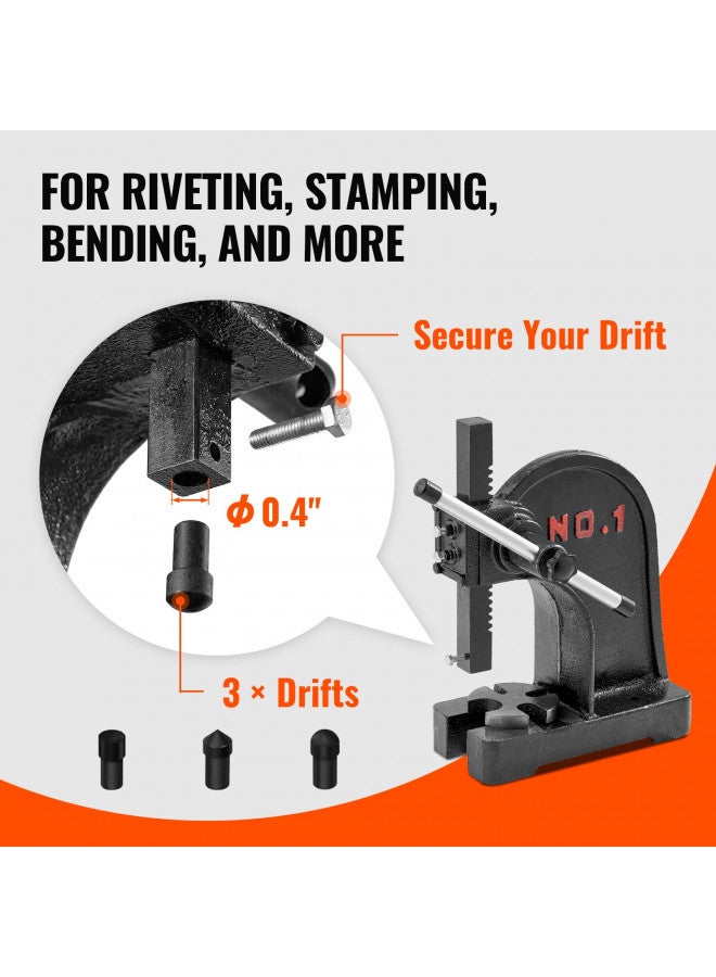 VEVOR VEVOR Arbor Press, 1 Ton Manual Arbor Press, 5.9" Maximum Height, Cast Iron Heavy-duty Manual Desktop Arbor Press, Precision Hand Press for Stamping, Bending, Stretching, Forming  - Image 3