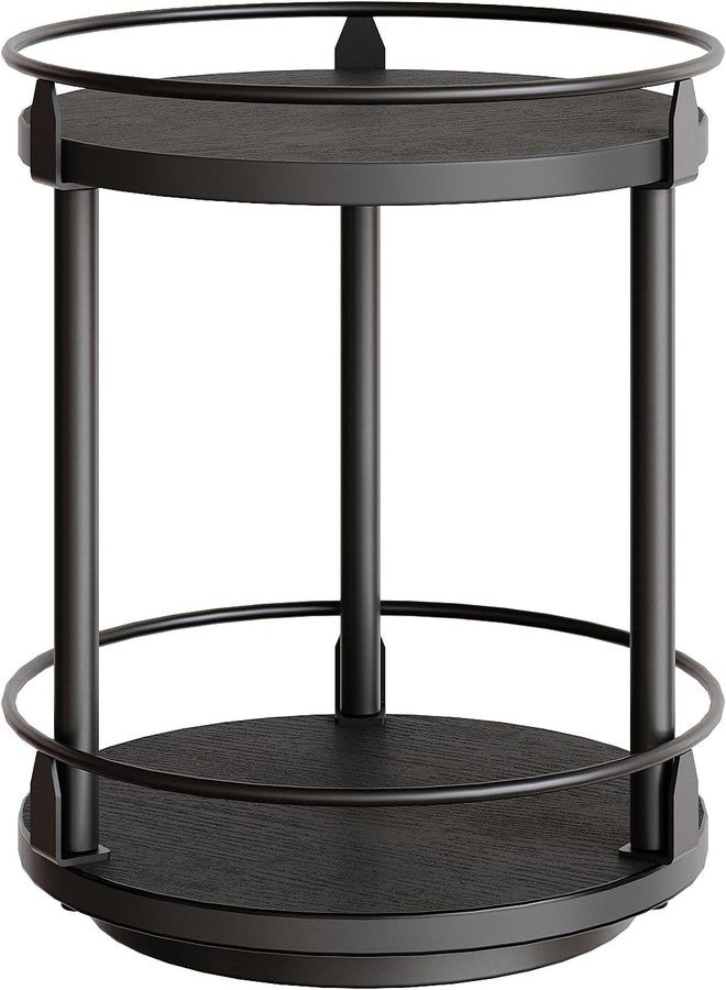MTANK Turntable Lazy Susan Organizer – Spice Storage Holder for Jars, Condiment Bottles & Herbs | Rotating Kitchen Storage Organizer for Countertop | (Black, 2 Tier (12 * 12 * 15.35 Inches)) - Image 2