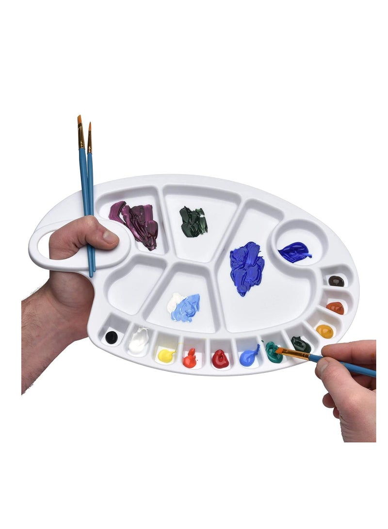 بريميفي 17 بئرًا قابلة لإعادة الاستخدام من البلاستيك الأبيض PVC لوحة طلاء للفنانين مقاس 8 × 11.8 بوصة لوحة بيضاوية الشكل لوحة طلاء غير لاصقة قابلة للغسل بفتحة الإبهام، لوازم الرسم للأطفال أو الحرف الفنية الاحترافية - Image 1