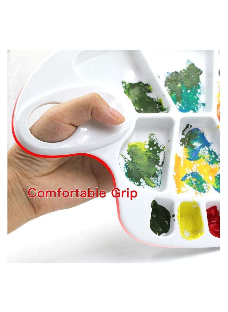 بريميفي 17 بئرًا قابلة لإعادة الاستخدام من البلاستيك الأبيض PVC لوحة طلاء للفنانين مقاس 8 × 11.8 بوصة لوحة بيضاوية الشكل لوحة طلاء غير لاصقة قابلة للغسل بفتحة الإبهام، لوازم الرسم للأطفال أو الحرف الفنية الاحترافية - Image 3