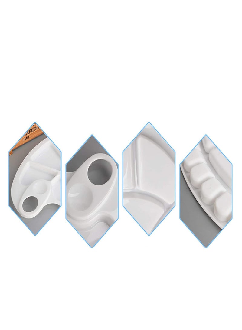 بريميفي 17 بئرًا قابلة لإعادة الاستخدام من البلاستيك الأبيض PVC لوحة طلاء للفنانين مقاس 8 × 11.8 بوصة لوحة بيضاوية الشكل لوحة طلاء غير لاصقة قابلة للغسل بفتحة الإبهام، لوازم الرسم للأطفال أو الحرف الفنية الاحترافية - Image 4