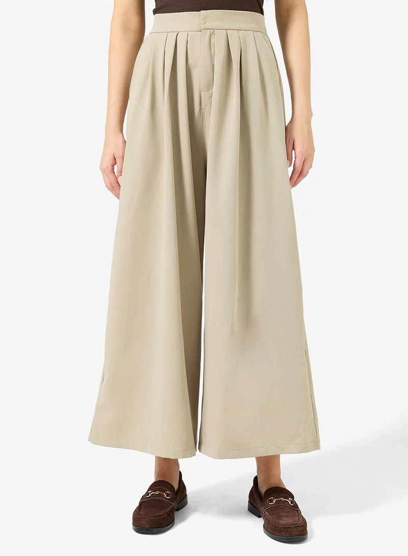 Ginger High Waisted Pleat Detail Wide Leg Pants