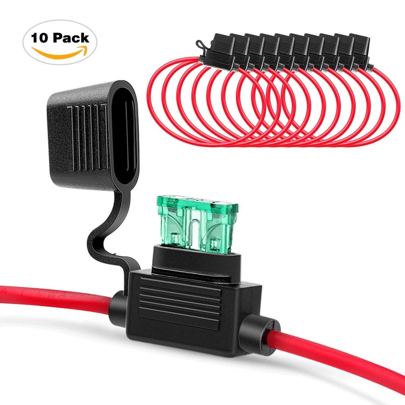 Nilight Nilight - 50029R 120 Pcs Standard Blade Fuse 5A/7.5A/10A/15A/20A/25A/30A AMP Assorted Set with 10 Pack 14AWG ATC/ATO Inline Fuse Holder, 2 Years Warranty, 1 Count (Pack of 10)  - Image 2