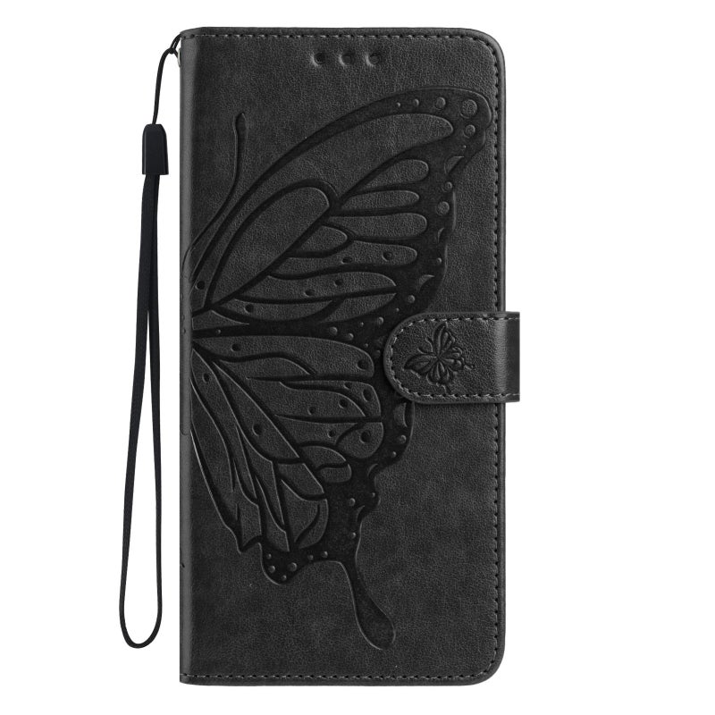 erorex For Samsung Galaxy A70  Flutter Pattern Embossed Leather Phone Case(Black) - Image 2