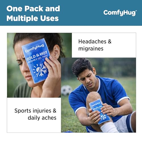 ComfyHug Reusable Cold and Hot Gel Pack with Wrap (Pack of 2) – Flexible Ice Pack for Pain Relief, Swelling, Sprains & Injuries – Freezer Cooling/Hot Water Heating Pad for Muscle Relief (4" x 7") - Image 5