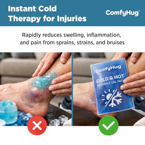 ComfyHug Reusable Cold and Hot Gel Pack with Wrap (Pack of 2) – Flexible Ice Pack for Pain Relief, Swelling, Sprains & Injuries – Freezer Cooling/Hot Water Heating Pad for Muscle Relief (4" x 7") - Image 3