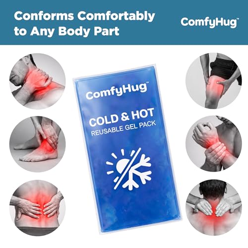 ComfyHug Reusable Cold and Hot Gel Pack with Wrap (Pack of 2) – Flexible Ice Pack for Pain Relief, Swelling, Sprains & Injuries – Freezer Cooling/Hot Water Heating Pad for Muscle Relief (4" x 7") - Image 4