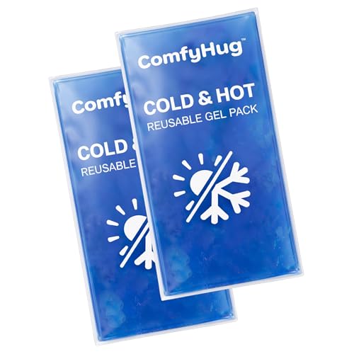 ComfyHug Reusable Cold and Hot Gel Pack with Wrap (Pack of 2) – Flexible Ice Pack for Pain Relief, Swelling, Sprains & Injuries – Freezer Cooling/Hot Water Heating Pad for Muscle Relief (4" x 7") - Image 1