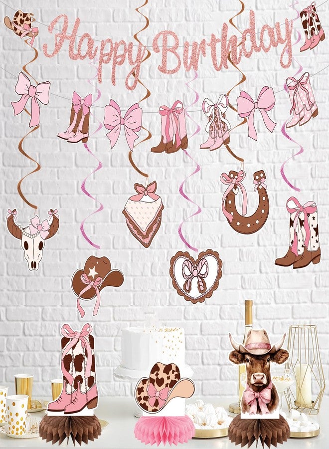 Roetyce Bow Cowgirl Birthday Banner Decorations - Image 4