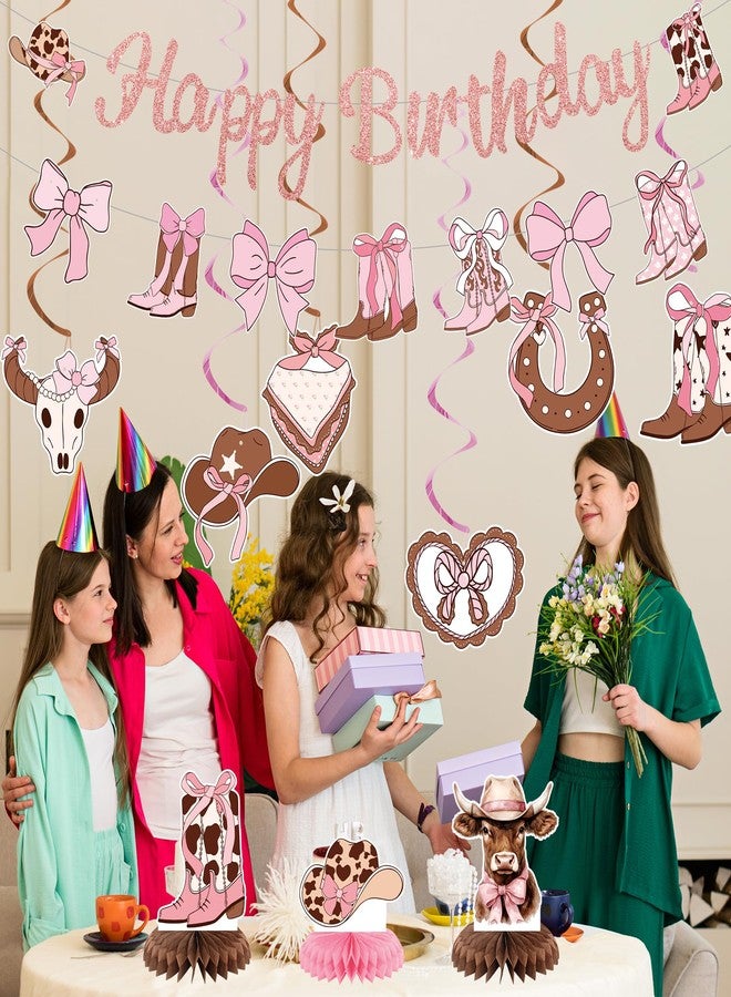 Roetyce Bow Cowgirl Birthday Banner Decorations - Image 5