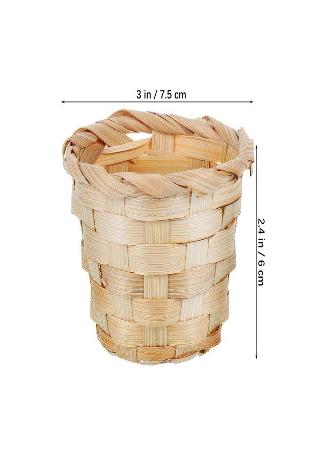 بريتي زووم سلة تخزين صغيرة منسوجة من الخيزران والخشب من بريتيزوم، عبوة من 4 قطع، منظم مكتبي صغير للحلوى والفواكه والأغراض المتنوعة وتنسيق الزهور وديكور الحفلات - Image 4