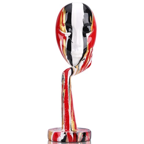 suruim Simple Creative Colorful Female Face Art Statue Thinker Sculpture Abstract Character Crafts Ornament Home Office Bedroom Living Room Study Decoration (Large-1 15.3in) - Image 1