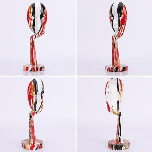 suruim Simple Creative Colorful Female Face Art Statue Thinker Sculpture Abstract Character Crafts Ornament Home Office Bedroom Living Room Study Decoration (Large-1 15.3in) - Image 5