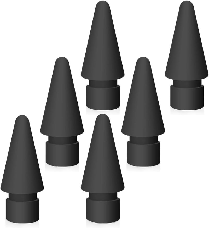 Abiarst Replacement Tips Compatible with Apple Pencil 1st/2nd Gen, Pencil Nibs for iPad Pro Pencil 2/1 Gen (Black (6-Pack)) - Image 1
