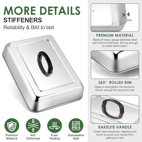 Joyfair 13 x 9.8 Inch Basting Cover Melting Domes, Joyfair Stainless Steel Rectangular Cheese Melt Lid for Outdoor Flat Top Griddle, Heat-Resistant Handle & Screwdriver, Dishwasher Safe (2, No Vent) - Image 3