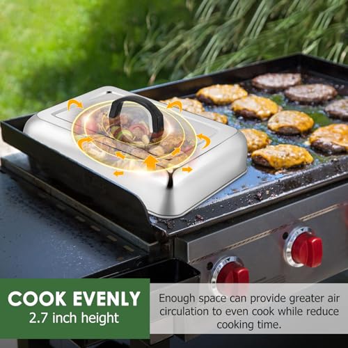 Joyfair 13 x 9.8 Inch Basting Cover Melting Domes, Joyfair Stainless Steel Rectangular Cheese Melt Lid for Outdoor Flat Top Griddle, Heat-Resistant Handle & Screwdriver, Dishwasher Safe (2, No Vent) - Image 4