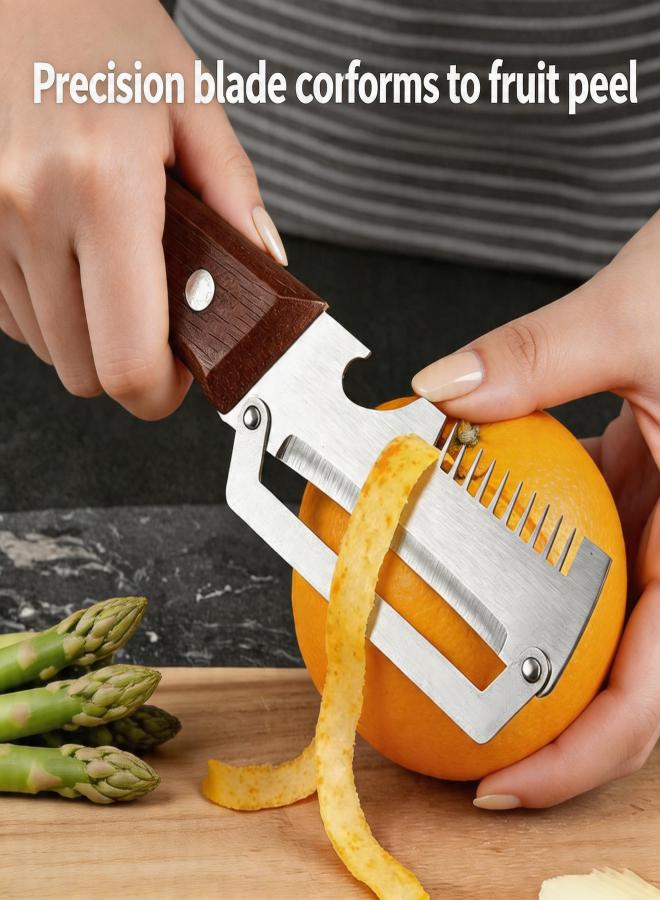 Multifunctional scallion cutter, peeler, stainless steel sharp solid wood handle, kitchen shredding tool, peeling knife, peel knife, three-in-one peeler - Image 4