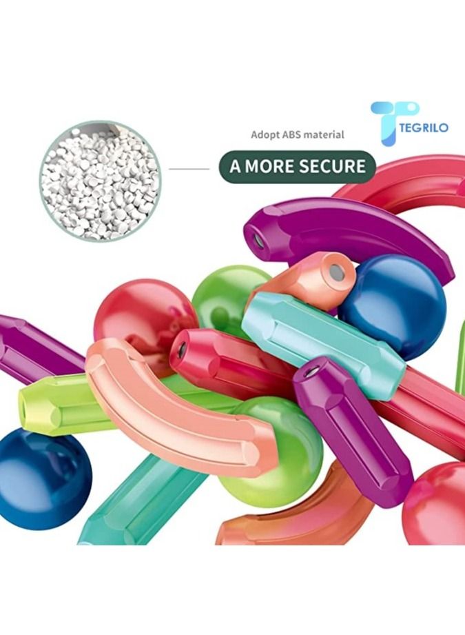 TEGRILO 64 PCS Magnetic Building Blocks Toy. Stacking Stick Rods and Ball Educational Construction Puzzle for Kids  - Image 3