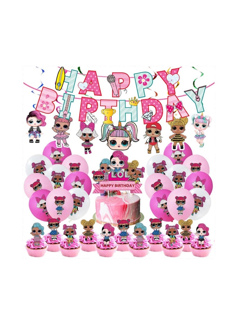 هايلاند بالونات ال او ال لتزيين اعياد الميلاد ، لافتة علوية للكيك للبنات - Image 1