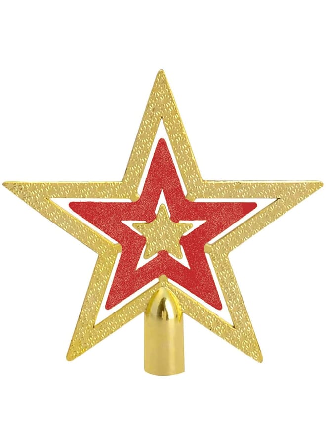 Party Time Perfect For Any Size Christmas Tree Red And Gold Christmas Tree Topper Five Pointed Star Tree Top Christmas Tree Ornaments For Christmas Home D - Image 2