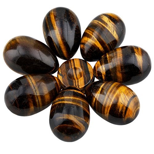 mookaitedecor Tiger's Eye Crystal Egg Polished Gemstone Figurines with Stone Stand - Image 3