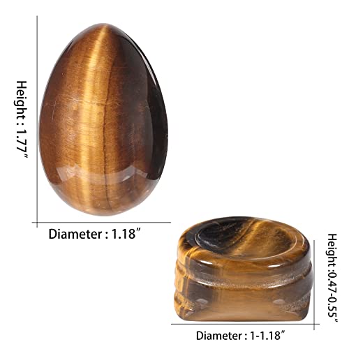 mookaitedecor Tiger's Eye Crystal Egg Polished Gemstone Figurines with Stone Stand - Image 4