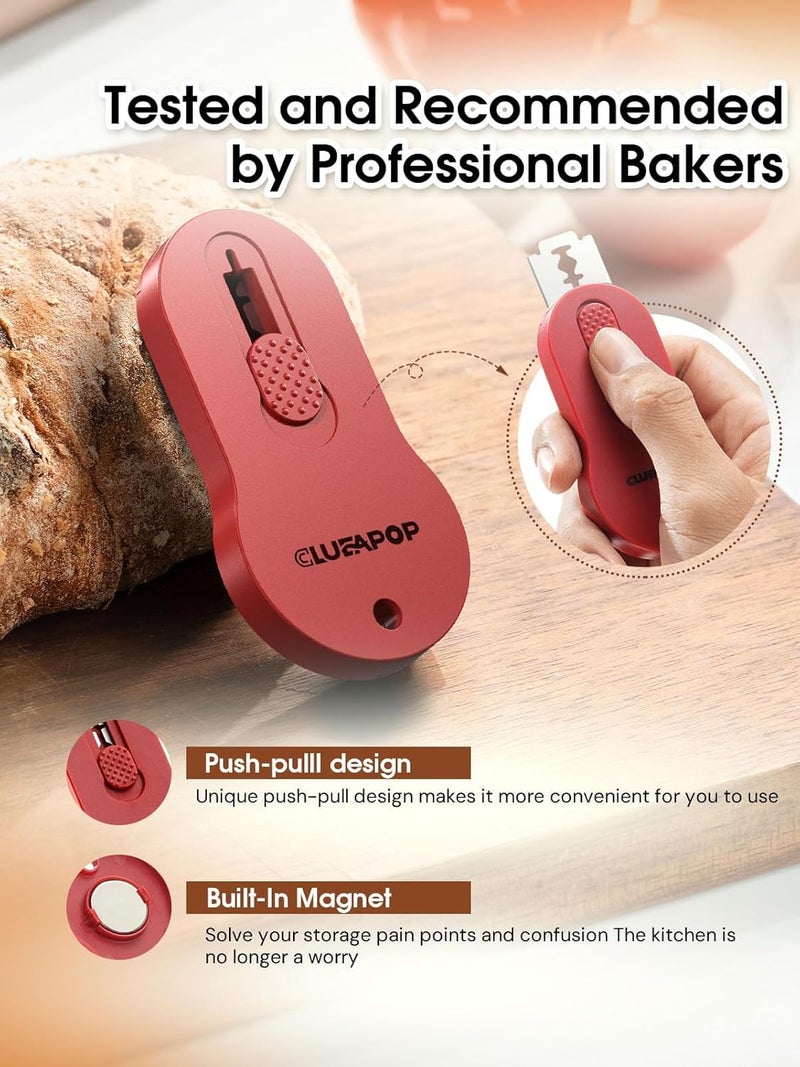 CLUEAPOP Bread Lame, Magnetic Storage Sourdough Scoring Tool With 5 Individual Blades For Artisan Bread, Essential Sourdough Baking Supplies, Scoring Knife for Bread Baking - Image 3
