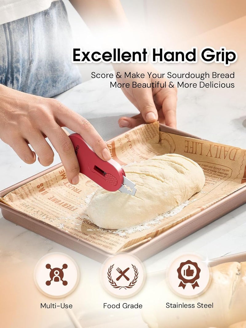 CLUEAPOP Bread Lame, Magnetic Storage Sourdough Scoring Tool With 5 Individual Blades For Artisan Bread, Essential Sourdough Baking Supplies, Scoring Knife for Bread Baking - Image 4