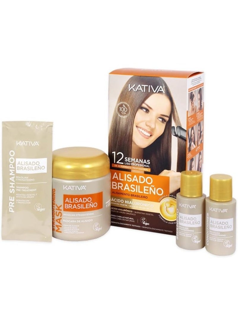 Kativa Brazilian Hair Straightening Kit with Keratin, Professional Home Treatment, Up to 12 Weeks Duration - Image 1