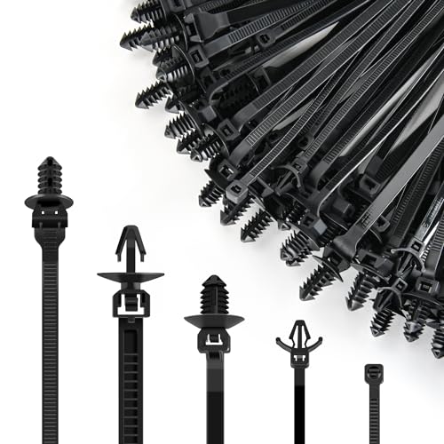 GOOACC Push Mount Cable Zip Ties Heavy Duty Nylon Push Mount 5 Most Popular Sizes Self Locking Cable Strap Assortment for Indoor Outdoor Wire Tying Construction Auto ect 160 Pcs - Image 1