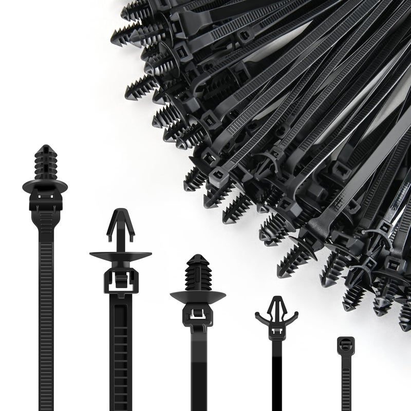 GOOACC Push Mount Cable Zip Ties Heavy Duty Nylon Push Mount 5 Most Popular Sizes Self Locking Cable Strap Assortment for Indoor Outdoor Wire Tying Construction Auto ect 160 Pcs - Image 2