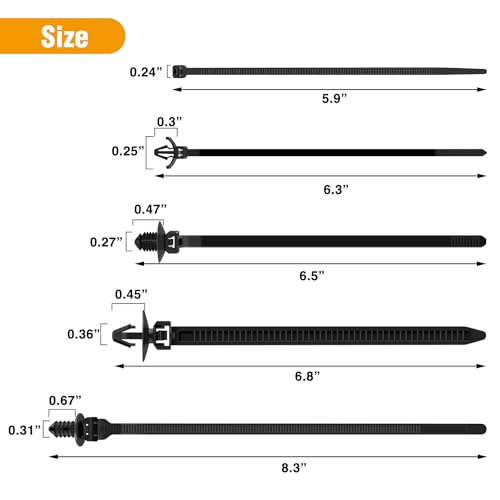 GOOACC Push Mount Cable Zip Ties Heavy Duty Nylon Push Mount 5 Most Popular Sizes Self Locking Cable Strap Assortment for Indoor Outdoor Wire Tying Construction Auto ect 160 Pcs - Image 3