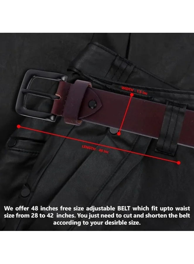 Hammonds Flycatcher  Genuine Leather Belt for Men - Adjustable Waistband up to 46 Inches Belt for Jeans & Dress Pants - 1.5" Width - Zinc Casted Buckle - Formal & Casual Wear for Men | Best Price UAE