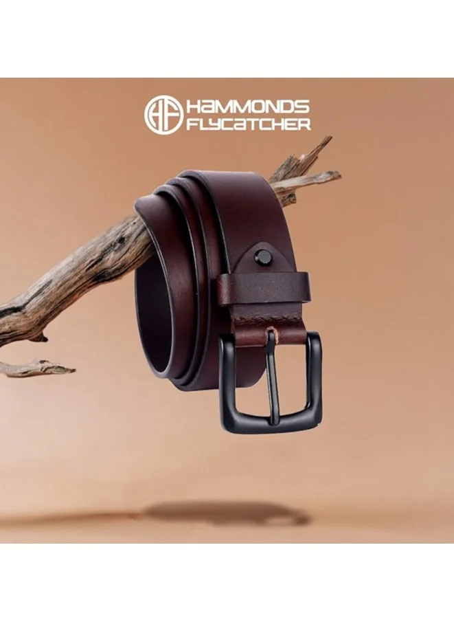 HAMMONDS FLYCATCHER Genuine Leather Belt for Men - Adjustable Waistband up to 46 Inches Belt for Jeans & Dress Pants - 1.5" Width - Zinc Casted Buckle - Formal & Casual Wear