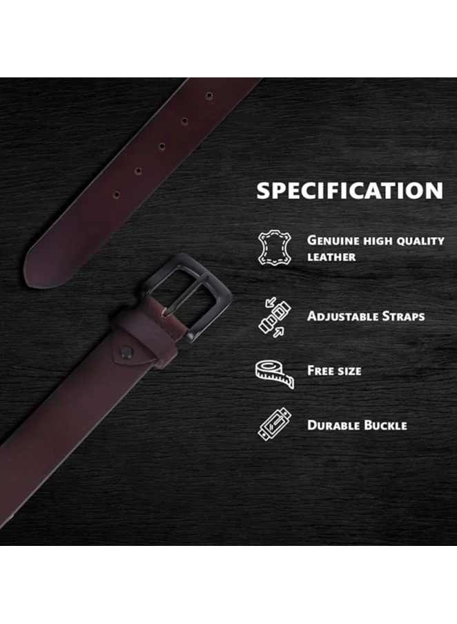 Hammonds Flycatcher  Genuine Leather Belt for Men - Adjustable Waistband up to 46 Inches Belt for Jeans & Dress Pants - 1.5" Width - Zinc Casted Buckle - Formal & Casual Wear for Men | Best Price UAE