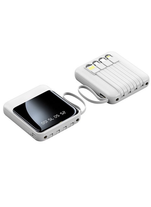 Portable large-capacity digital display charging treasure comes with a charging line 20000 mAh for all mobile phones universal mini mobile power digital display large screen white