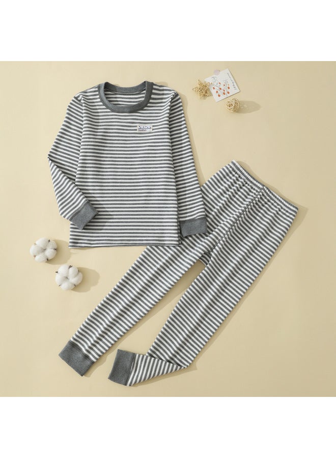 Children's New Pure Cotton Autumn Clothes And Long Pants Set Baby Soft Velvet Colored Cotton Underwear Set For Older Children Winter Cotton Thermal Wear