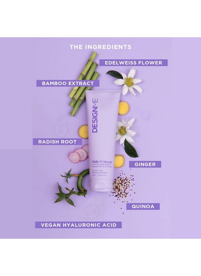 Design.ME - Fab.Me Blonde Fortifying Purple Shampoo By Designme ; Toning Purple Shampoo For Blonde Hair ; Sulfate Free Blonde Shampoo For Color Treated Hair ; Blonde Toner For Brassy Hair (250Ml) - Image 1