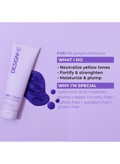 Design.ME Fab.Me Blonde Fortifying Purple Shampoo By Designme ; Toning Purple Shampoo For Blonde Hair ; Sulfate Free Blonde Shampoo For Color Treated Hair ; Blonde Toner For Brassy Hair (250Ml)  - Image 3